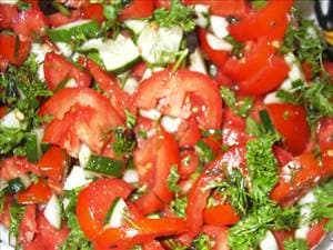 Tomato & Cucumber salad with Sour Cream