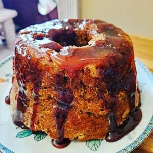 Zucchini Cake with Blood Orange Caramel