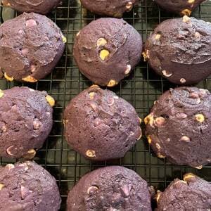 White Chocolate Ube Cookies