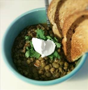 Spicy Vegan Lentil Soup with Onions