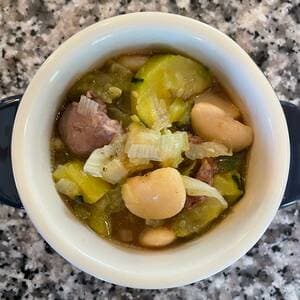Broiled Chicken Hearts in Vegetable Soup