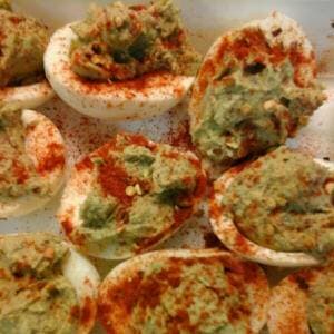 Spicy Avocado Devil-less Eggs