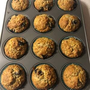 Banana Blueberry Oatmeal Muffins
