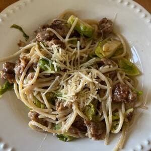 Sausage Pasta with Brussels Sprouts