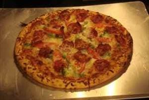 Turkey Pepperoni, Onion, Mushroom & Pepper Pizza